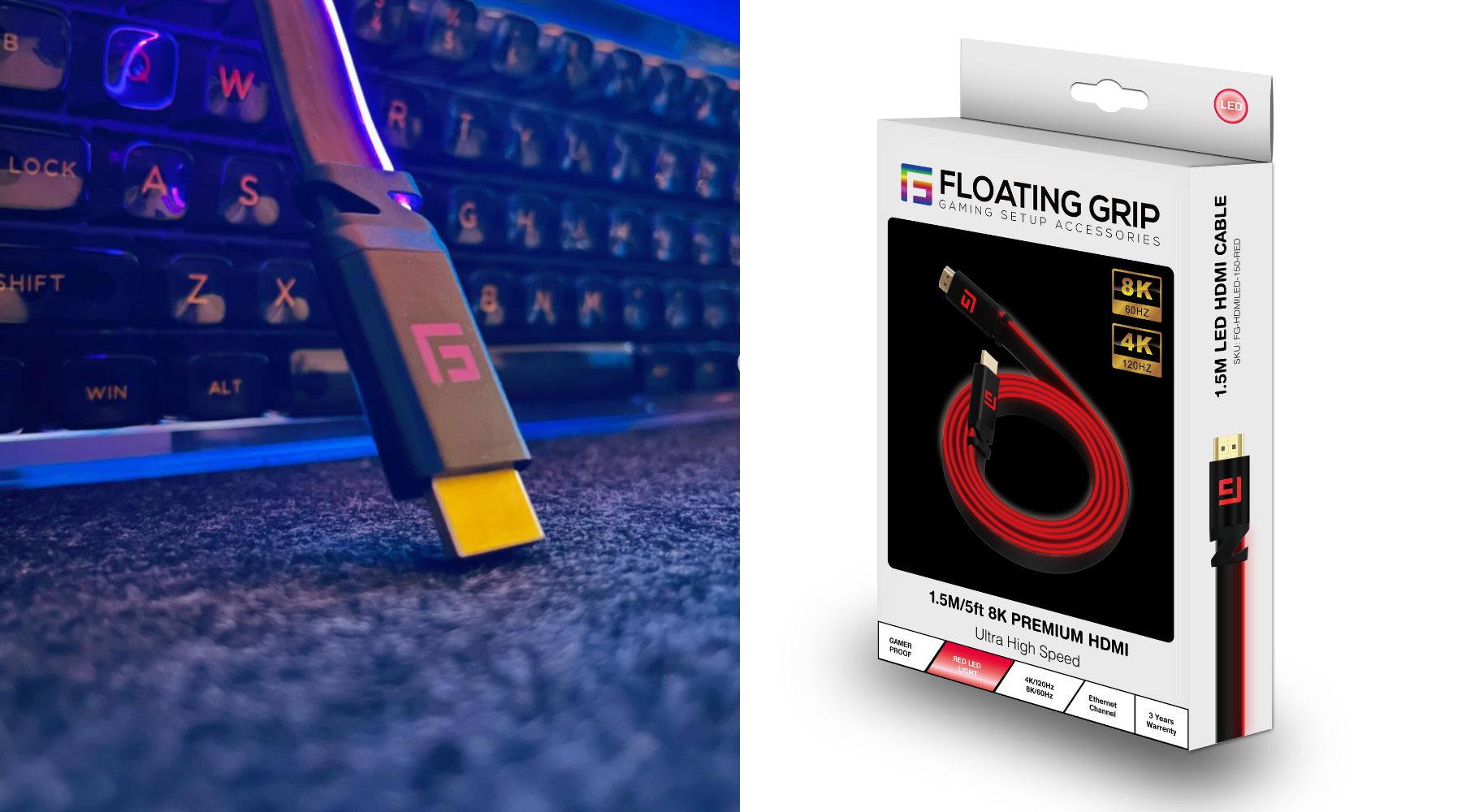 Illuminate Your Entertainment: FLOATING GRIP's HDMI Cables with LED Light