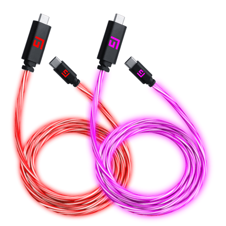 1,5M/5ft LED USB-C/USB-C Cable | High-Speed Charging + Sync (2 Pack) - FLOATING GRIP