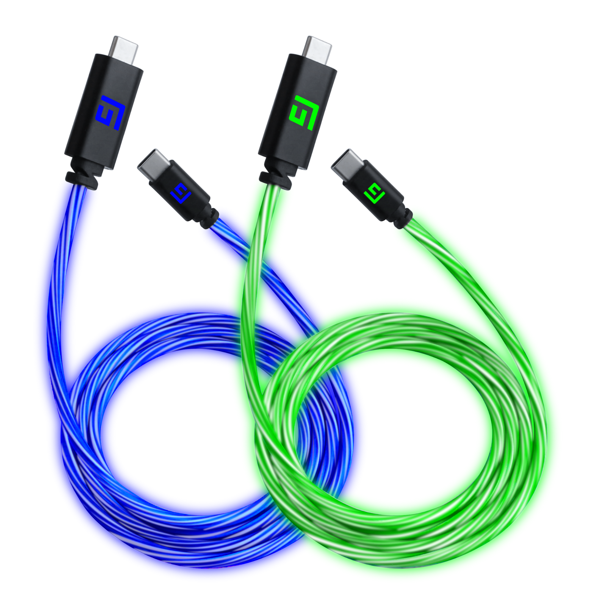 1,5M/5ft Câble USB-C/USB-C à LED | Charge à Haute Vitesse + Synchronisation (Lot de 2)