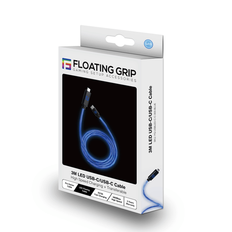 3M/10ft LED USB-C/USB-C Cable | High-Speed Charging + Sync - FLOATING GRIP