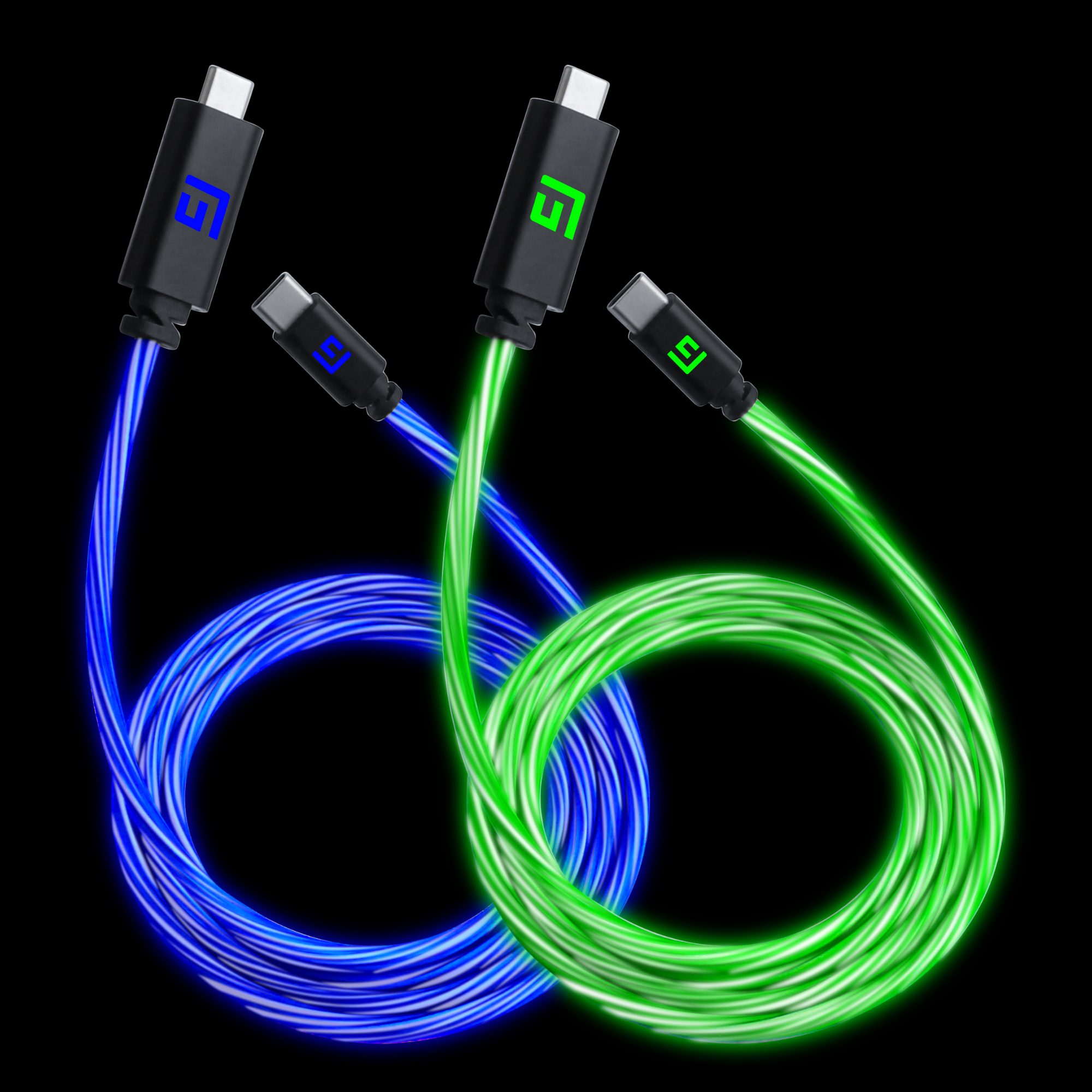 1,5M/5ft LED USB-C/USB-C Kabel | Snabbladdning + Synkronisering (2 Pack)