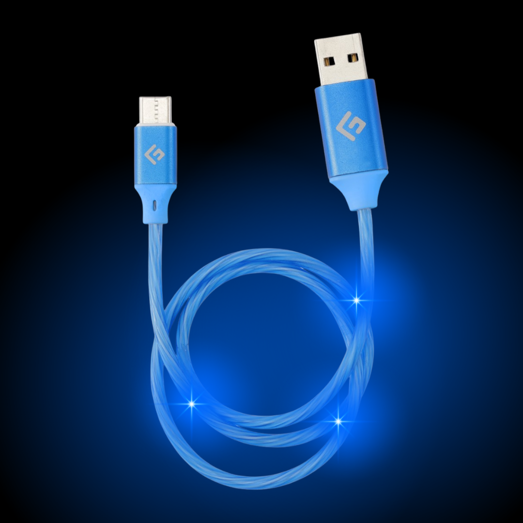 0,5M/2ft LED USB-C/USB-A kabel | Hurtig opladning + synk