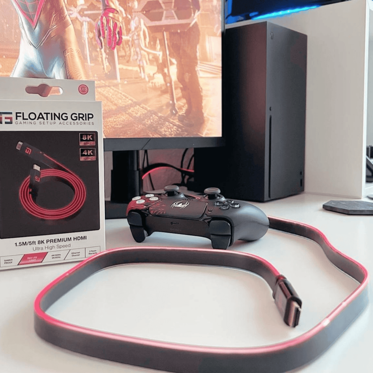 Premium HDMI Cable | Ultra High-Speed Performance and LED Lighting | V2.1 | 8K/60Hz - FLOATING GRIP
