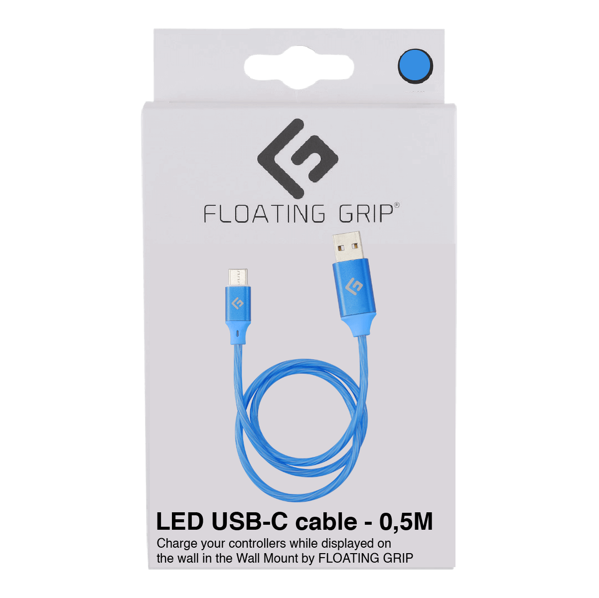 0,5M/2ft LED USB-C/USB-A kabel | Hurtig opladning + synk