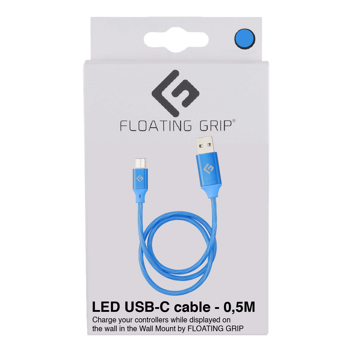 0,5M/2ft LED USB-C/USB-A Cable | High-Speed Charging + Sync - FLOATING GRIP