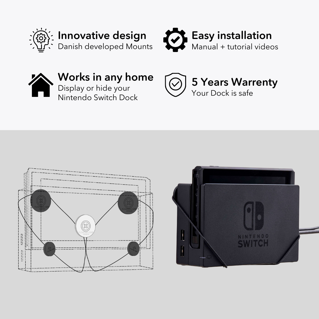 Nintendo Switch Dock Vægbeslag fra FLOATING GRIP
