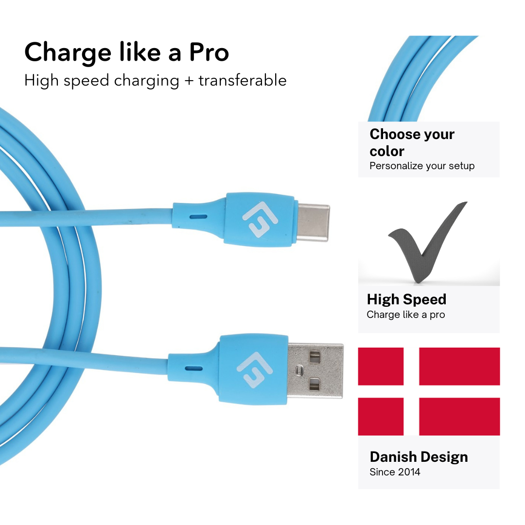 3M/10ft USB-C/USB-A Kabel | Snabbladdning + Synkronisering