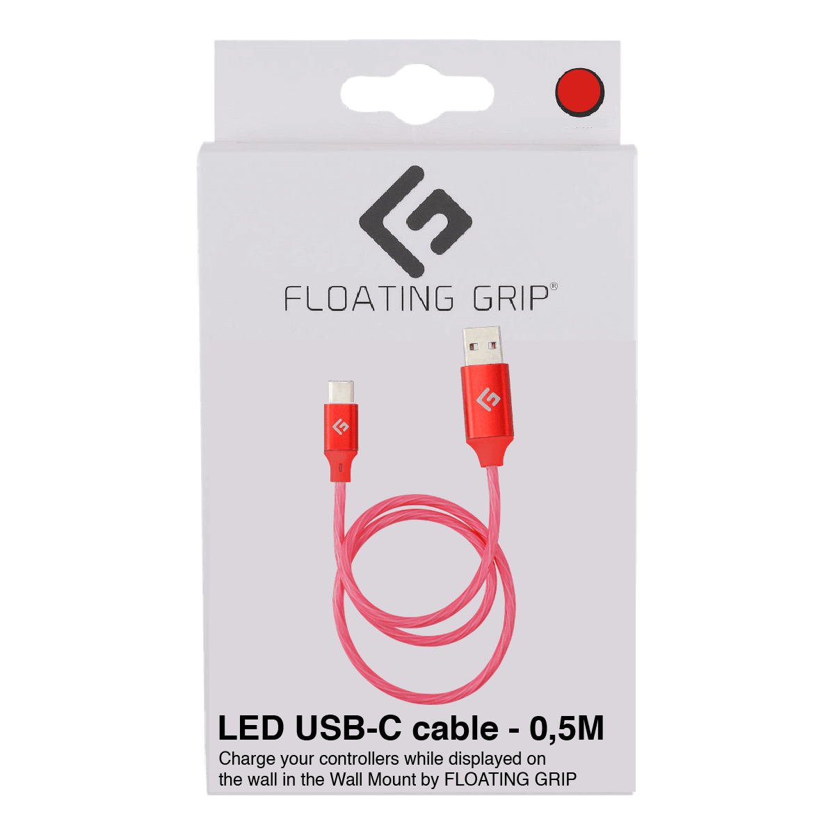 0,5M/2ft LED USB-C/USB-A Cable | High-Speed Charging + Sync - FLOATING GRIP