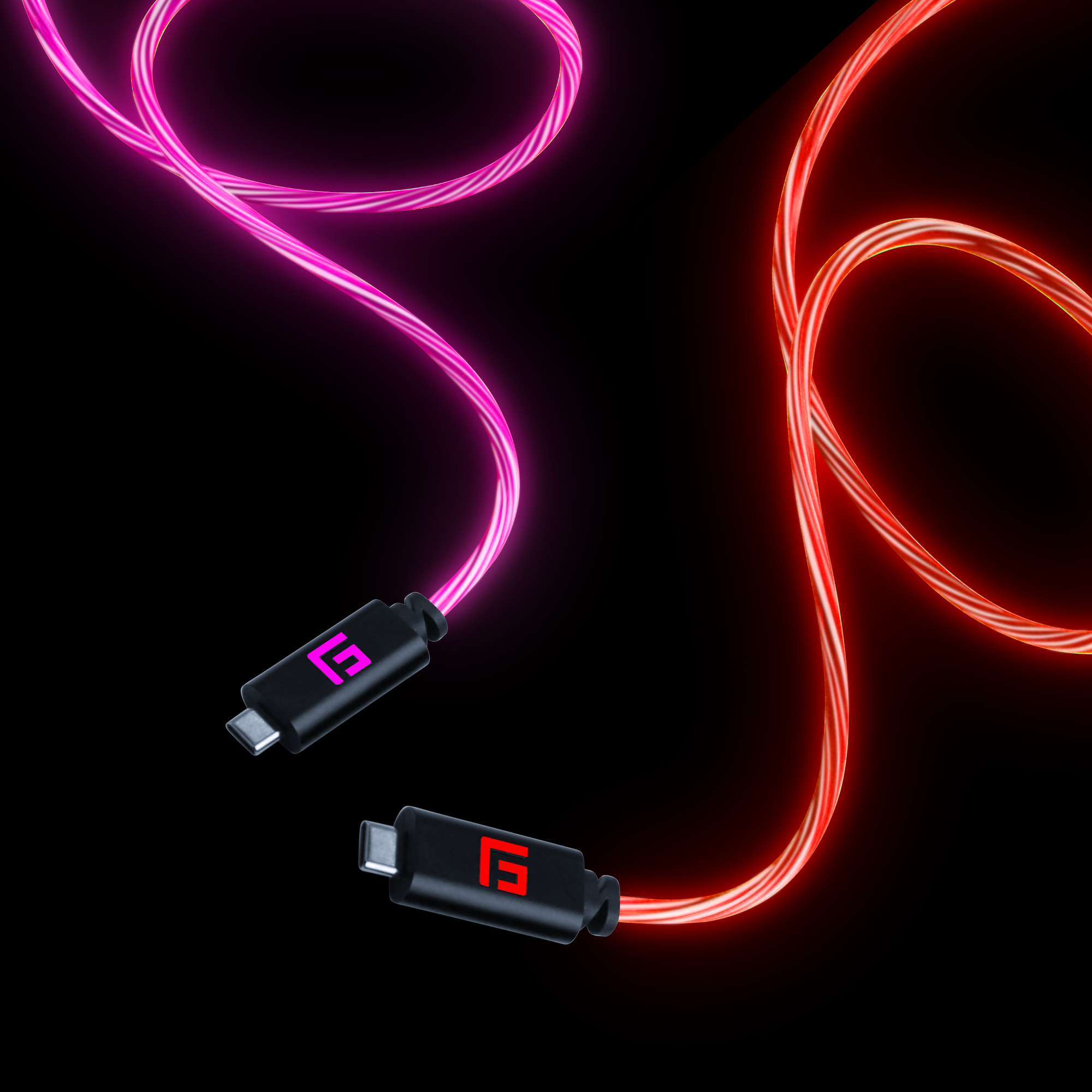1,5M/5ft LED USB-C/USB-C-kabel | Snabbladdning + Synk (2-pack)