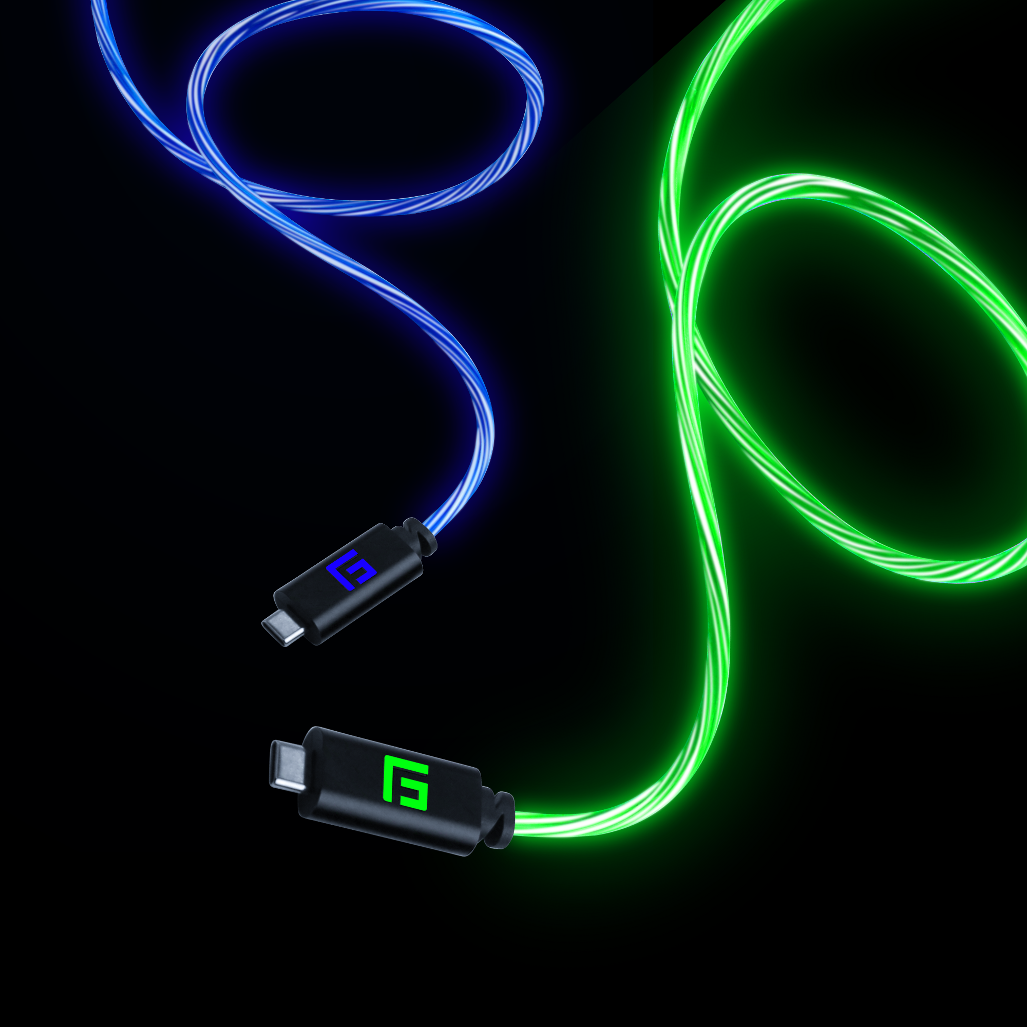 1,5M/5ft LED USB-C/USB-C Kabel | Opladning med høj hastighed + Sync (2 pakke)