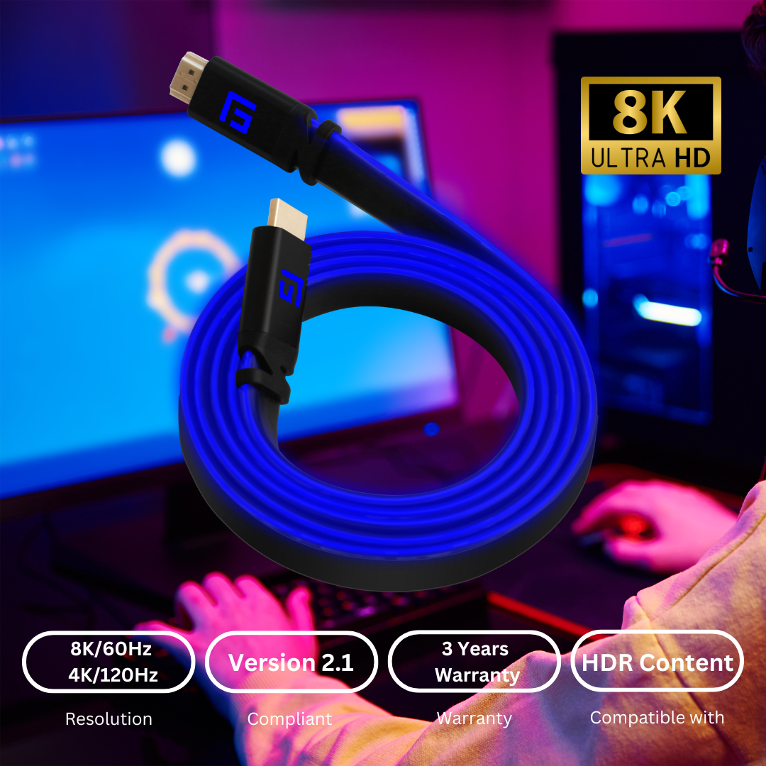 HDMI Cable with LED light | V2.1 | 8K/60Hz and 4K/120Hz