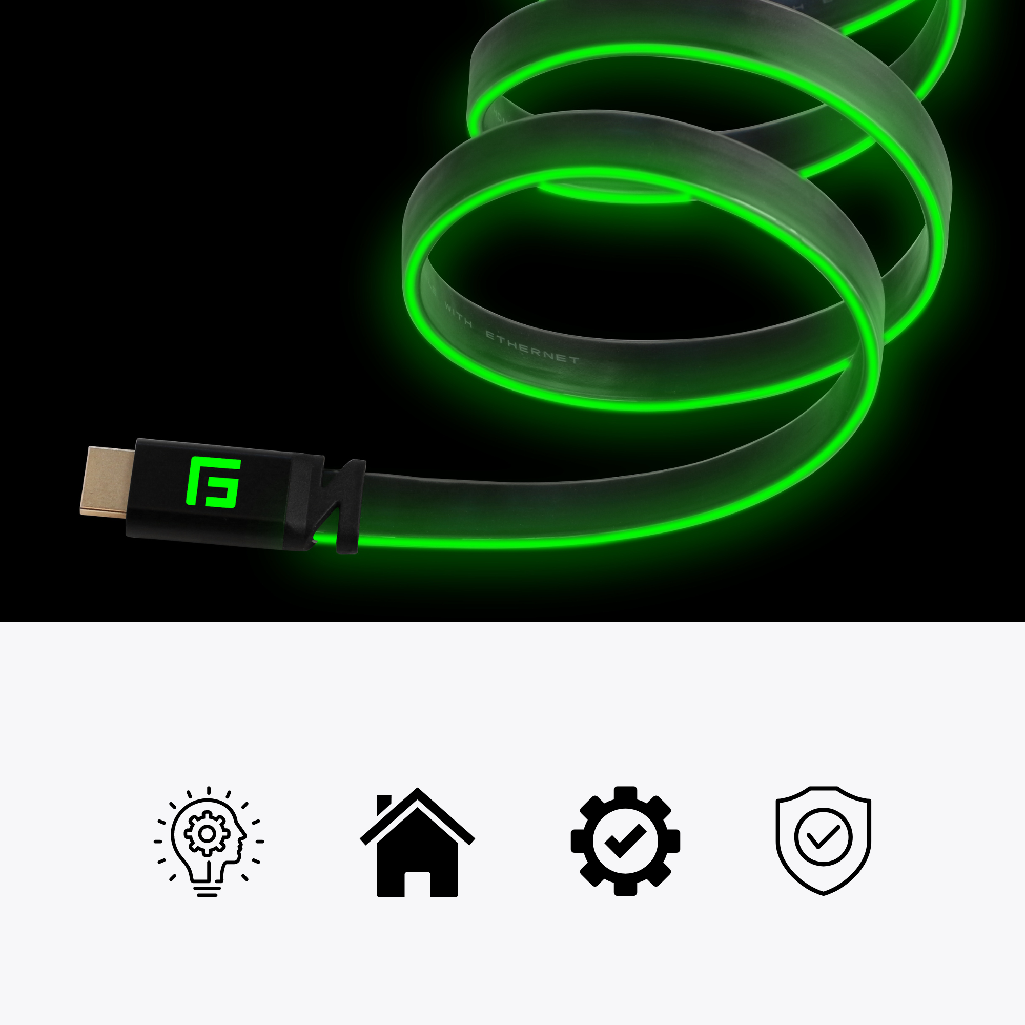 1,5M/5ft Green LED HDMI Cable, V.2.1 | High-Speed | 8K/60Hz