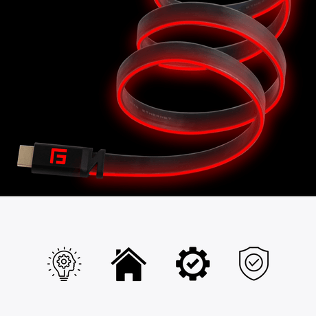 Premium 1.5M/5ft HDMI Cable | Ultra High-Speed Performance and LED Lighting | V2.1 | 8K/60Hz - FLOATING GRIP