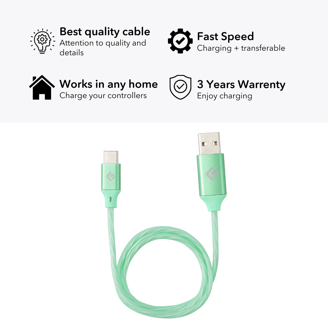 0,5M/2ft LED USB-C/USB-A Cable | High-Speed Charging + Sync - FLOATING GRIP