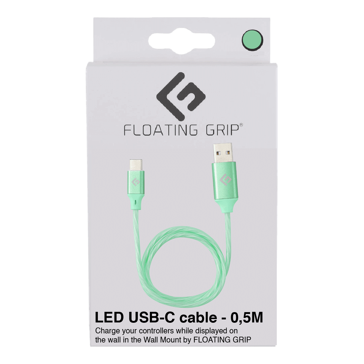 0,5M/2ft LED USB-C/USB-A Cable | High-Speed Charging + Sync - FLOATING GRIP
