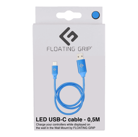 0,5M/2ft LED USB-C/USB-A Cable | High-Speed Charging + Sync - FLOATING GRIP