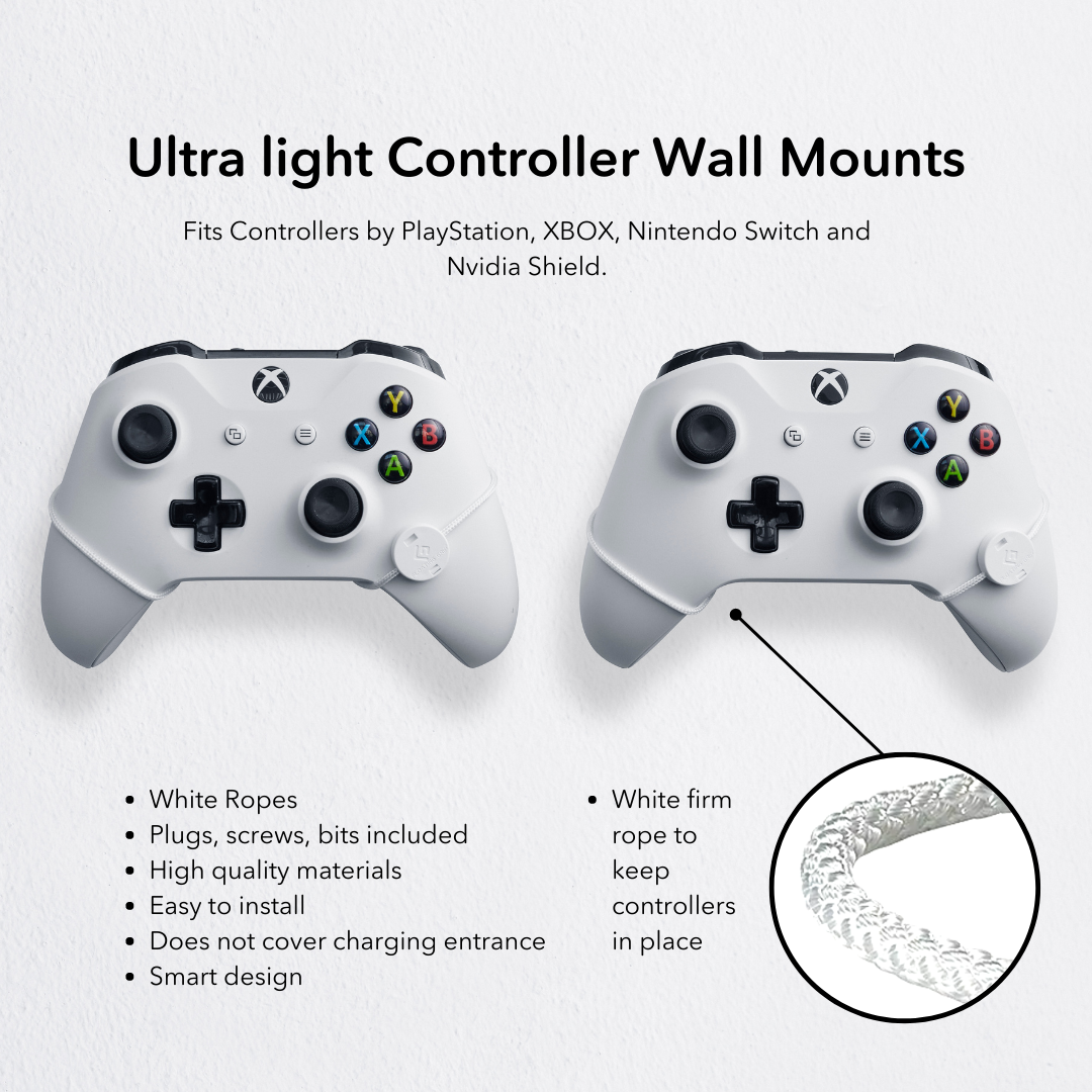Xbox One S Wall Mount Solution by FLOATING GRIP - Mounting Kit for Hanging  Game Consoles - Strong & Slim Ropes - Easy-to-Install System (Bundle: Fits