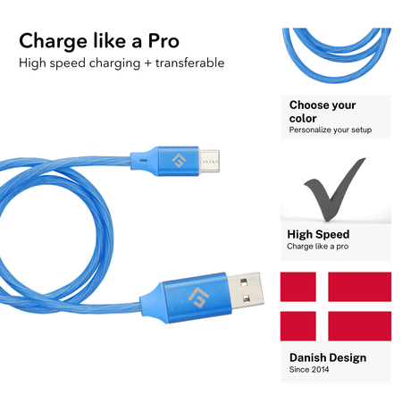 0,5M/2ft LED USB-C/USB-A Cable | High-Speed Charging + Sync - FLOATING GRIP