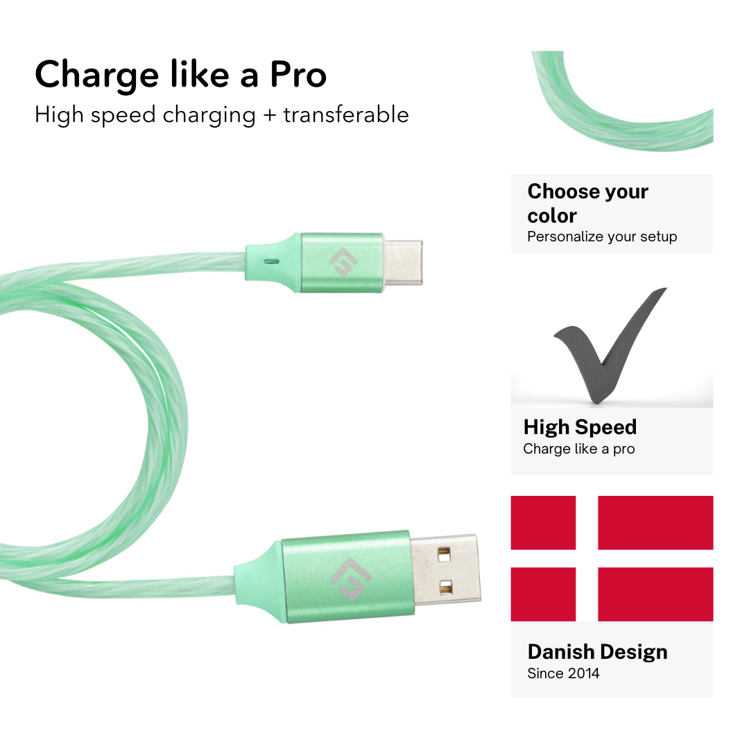 0,5M/2ft LED USB-C/USB-A Cable | High-Speed Charging + Sync