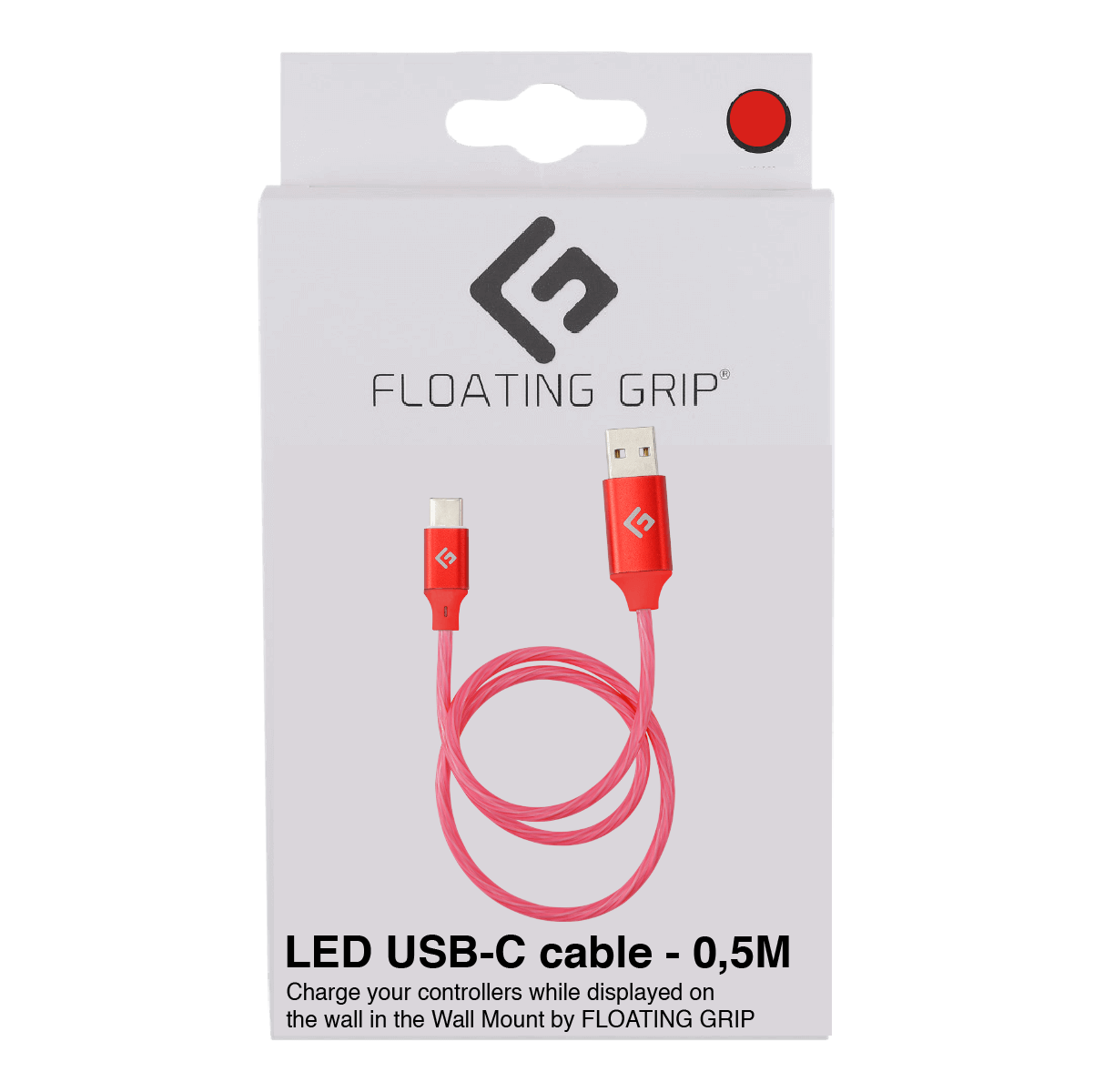 0,5M LED USB-C/USB-A højhastigheds kabel | Rød LED lys