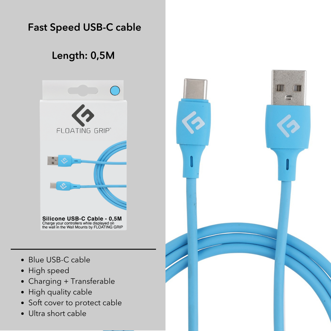 0,5M/2ft USB-C/USB-A-kabel | Snabbladdning + Synkronisering