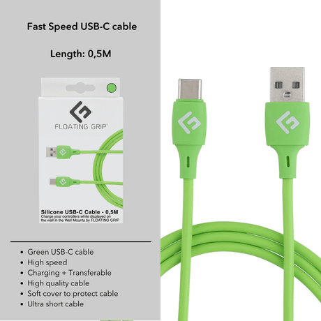 0,5M/2ft USB-C/USB-A Cable | High-Speed Charging + Sync - FLOATING GRIP