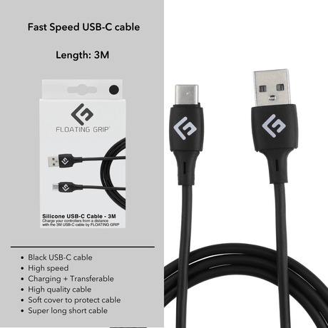 3M/10ft USB-C/USB-A Cable | High-Speed Charging + Sync - FLOATING GRIP