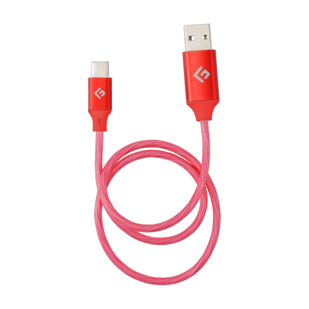 0,5M LED USB-C/USB-A højhastigheds kabel | Rød LED lys