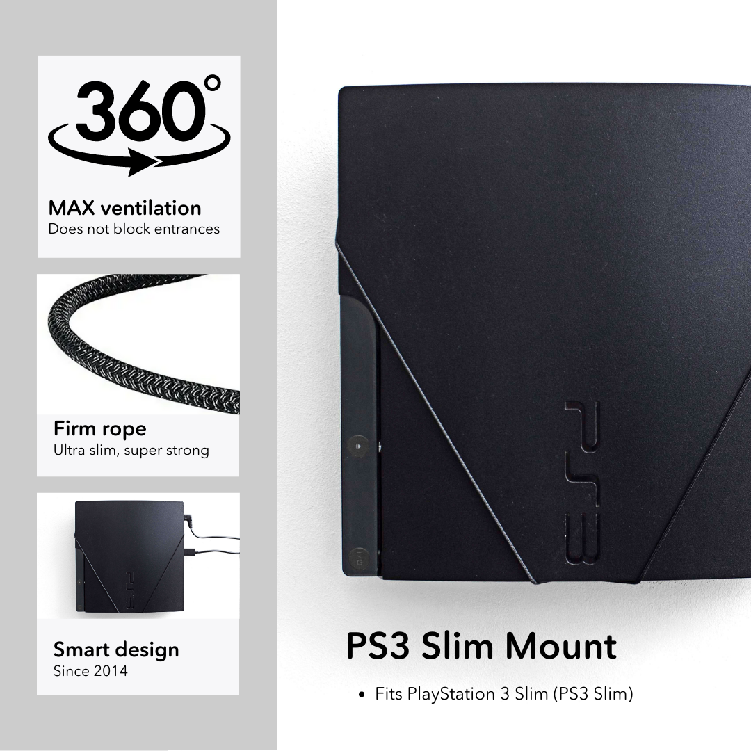 PS3 Slim Wall Mount by FLOATING GRIP | SONY PlayStation 3 Slim