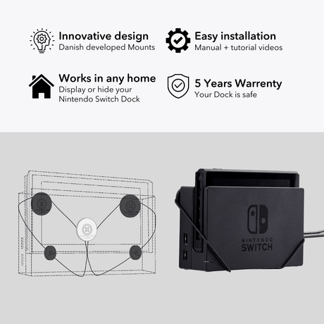 Nintendo Switch Dock Wall Mount by FLOATING GRIP - FLOATING GRIP