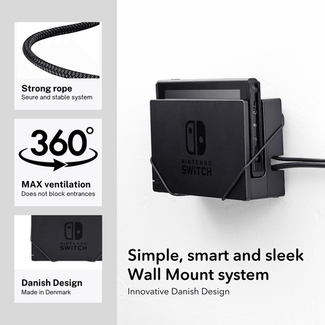 Nintendo Switch Dock Wall Mount by FLOATING GRIP - FLOATING GRIP