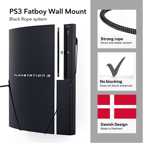 PS3 Fatboy Wall Mount by FLOATING GRIP | SONY PlayStation 3 Fatboy - FLOATING GRIP