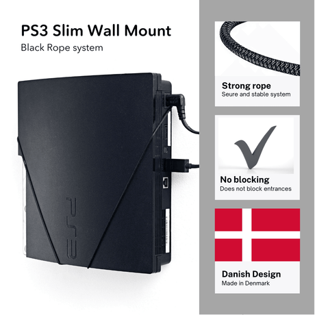 PS3 Slim Wall Mount by FLOATING GRIP | SONY PlayStation 3 Slim - FLOATING GRIP