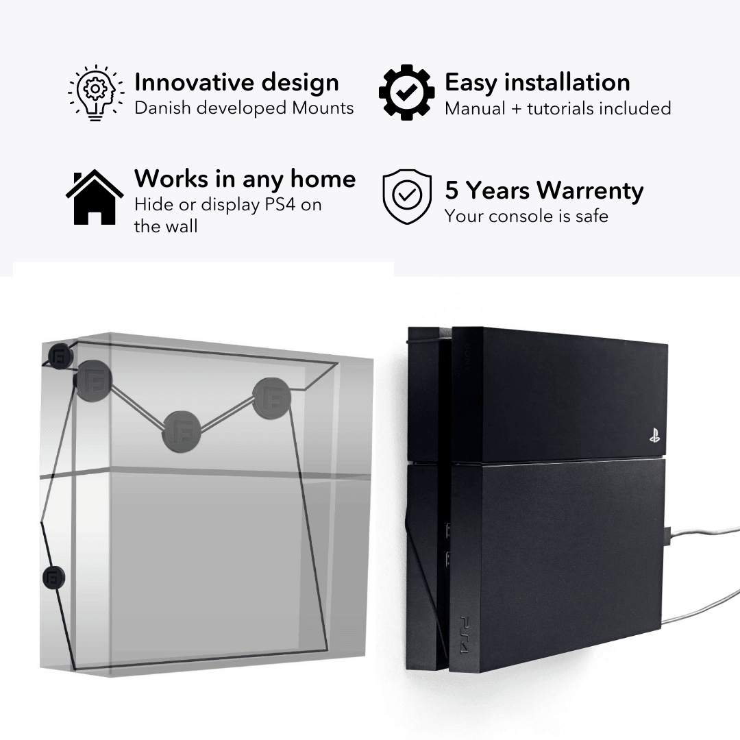 PS4 Wall Mount by FLOATING GRIP | SONY PlayStation 4 - FLOATING GRIP