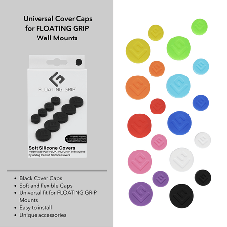 Wall Mount Cover Caps | Black - FLOATING GRIP