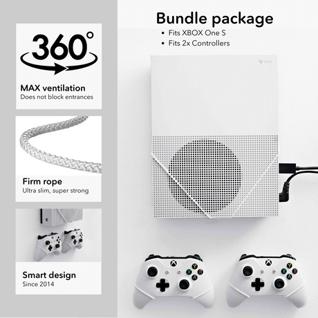 XBOX One S Wall Mount by FLOATING GRIP | Microsoft XBOX One S - FLOATING GRIP